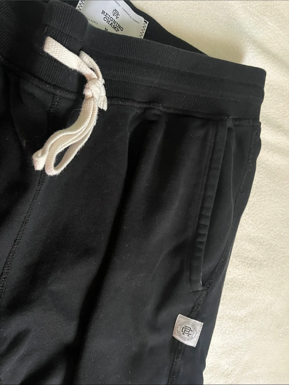 Reigning Champ Black Jogger Sweatpants with White Label
